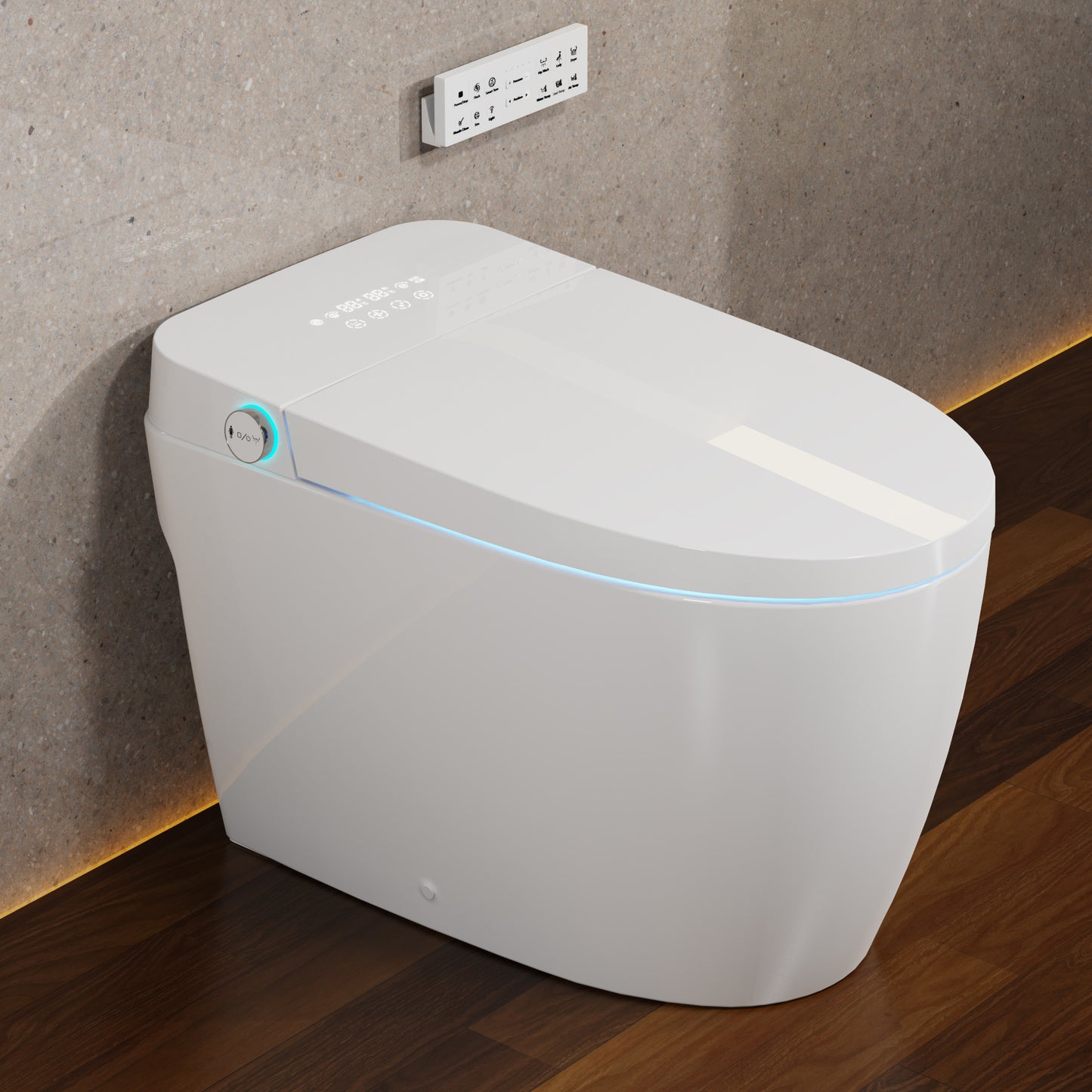 Smart Toilet with Built-In Tank, One-Piece Bidet toilet with Foot Flush, Auto Lid/Flush, Heated Seat, Warm Water&Dryer, Dual Flush & Dual Waterway, Foam Shield, Remote, LED Display&Night Light