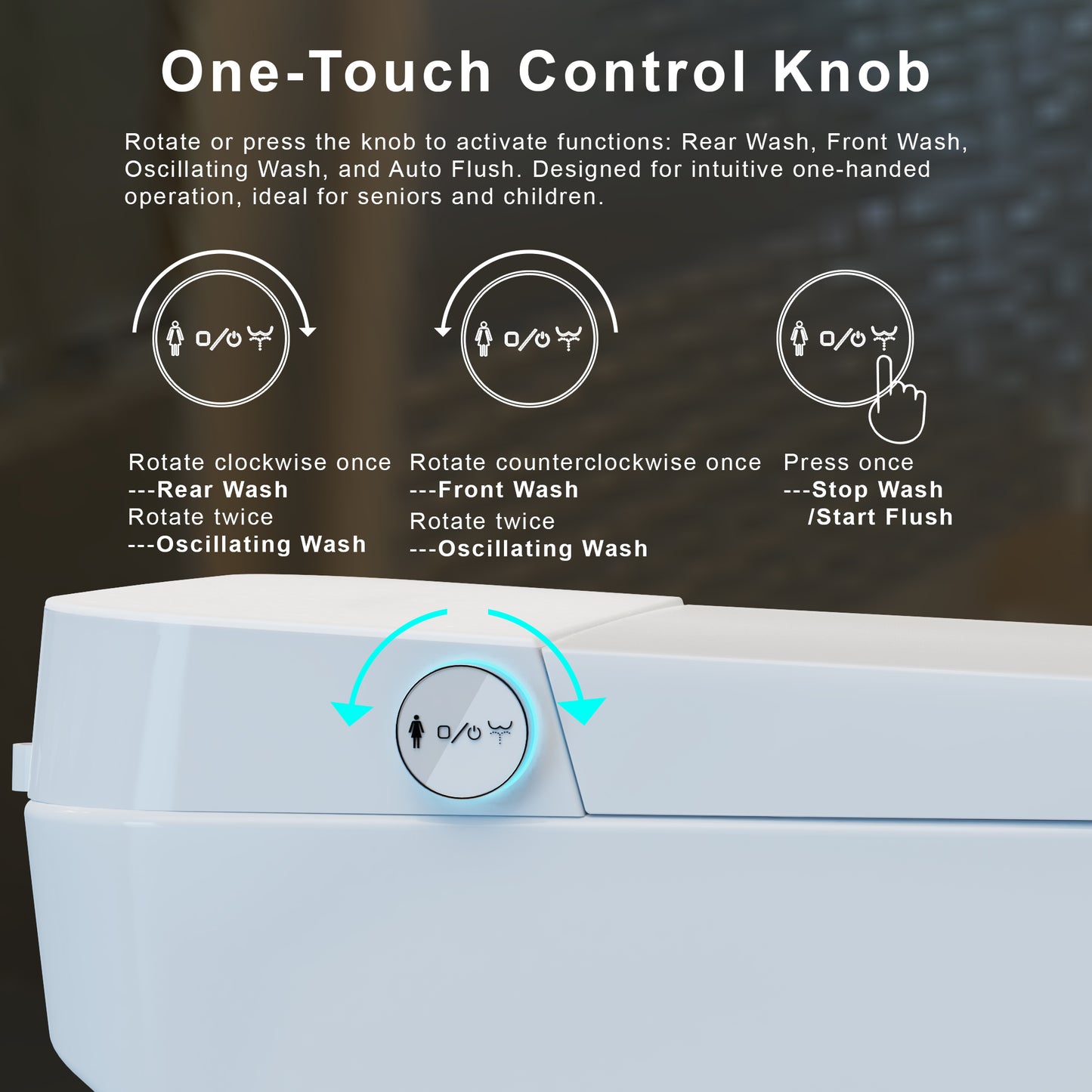 Smart Toilet with Built-In Tank, One-Piece Bidet toilet with Foot Flush, Auto Lid/Flush, Heated Seat, Warm Water&Dryer, Dual Flush & Dual Waterway, Foam Shield, Remote, LED Display&Night Light