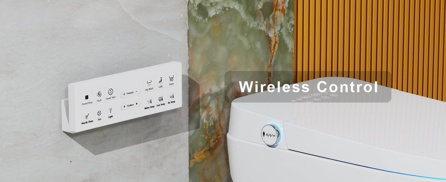Smart Toilet with Built-In Tank, One-Piece Bidet toilet with Foot Flush, Auto Lid/Flush, Heated Seat, Warm Water&Dryer, Dual Flush & Dual Waterway, Foam Shield, Remote, LED Display&Night Light